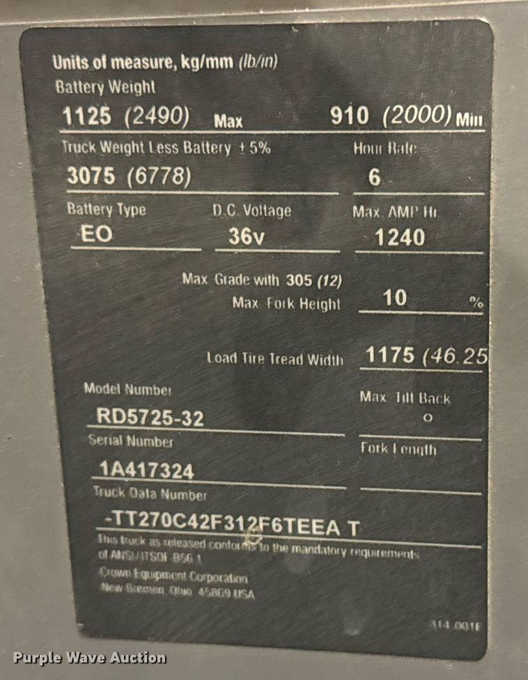 image for item EQ1019 Crown RD5725-32 order picker
