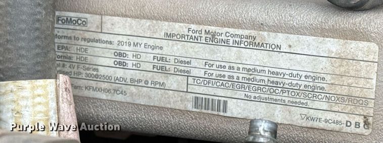 image for item EQ1031 2019 Ford F750 Super Duty box truck