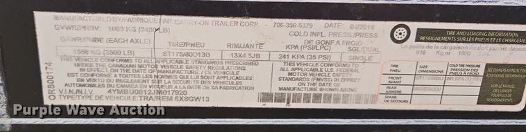 image for item EQ3951 2018 Carry-On Trailer utility trailer