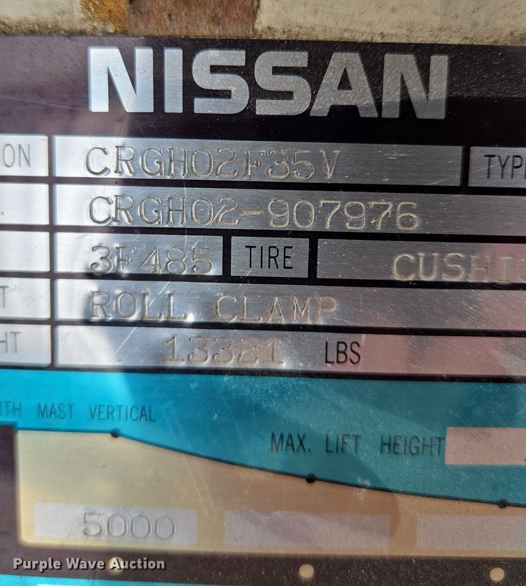 image for item EQ3954 Nissan CRGH02F35V forklift