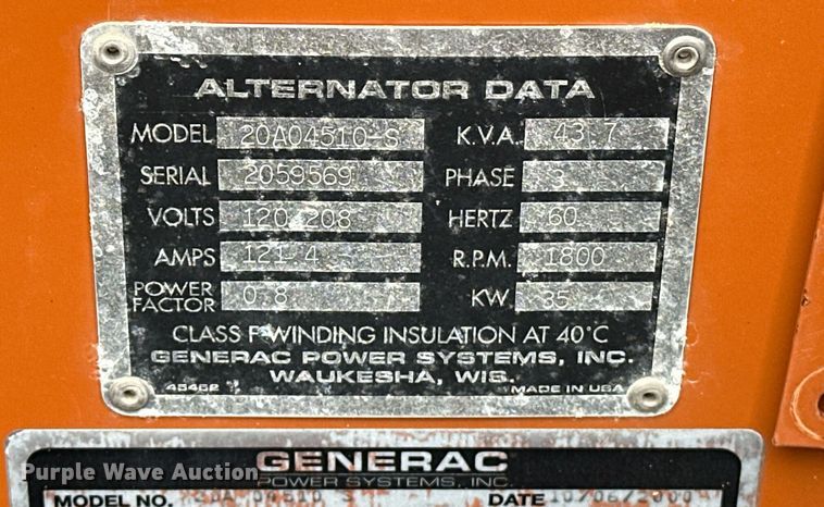 image for item ER4938 2000 Generac 2000 Series generator