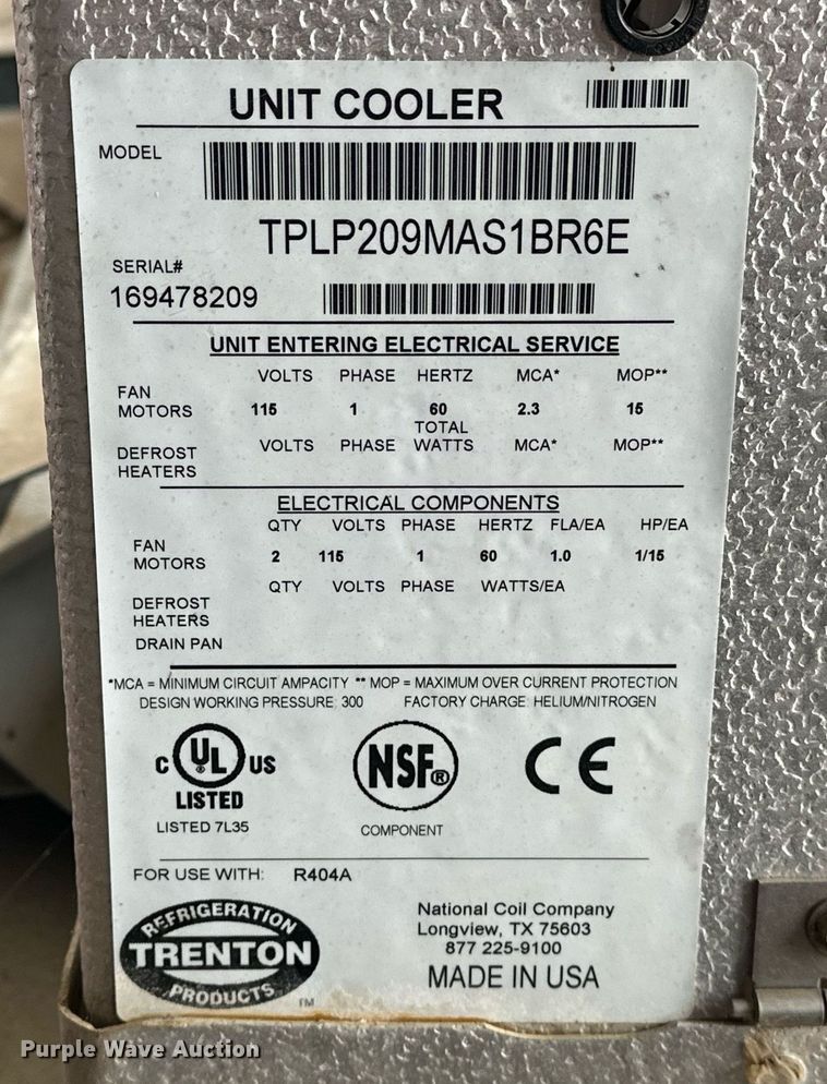 image for item ER4943 Trenton TPLP209MAS1BR6E cooler