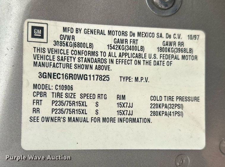 image for item ER4985 1998 Chevrolet Suburban SUV