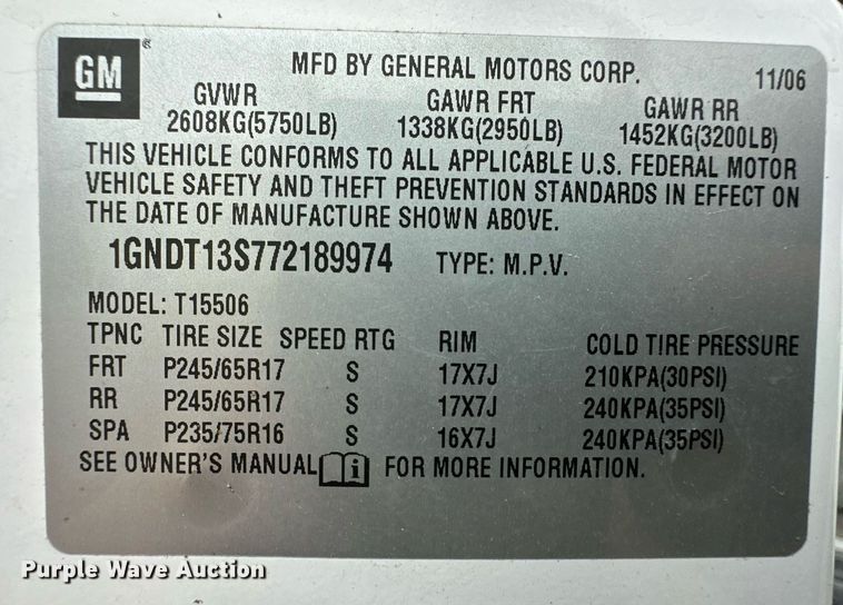 image for item ER8703 2007 Chevrolet Trailblazer LS SUV
