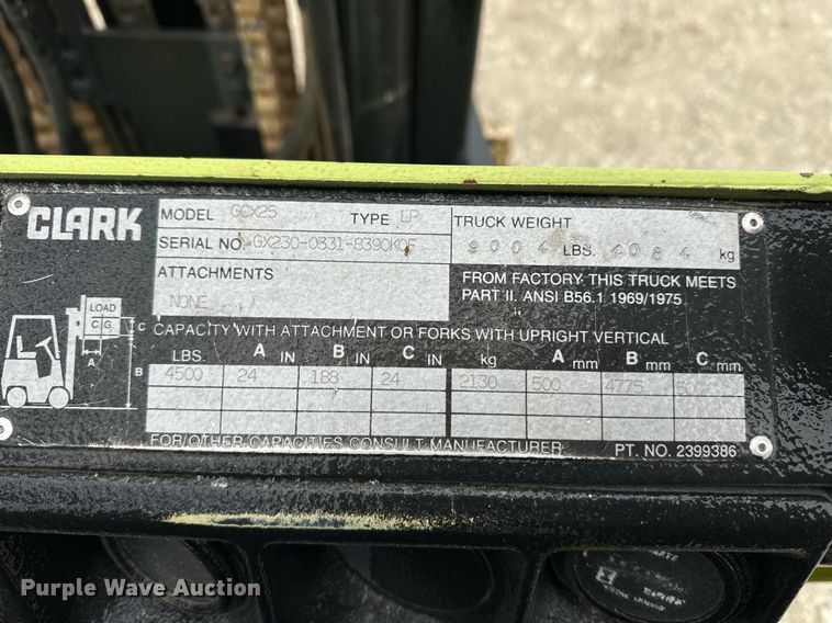 image for item ER8713 Clark GCX25 forklift