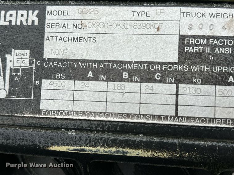 image for item ER8713 Clark GCX25 forklift