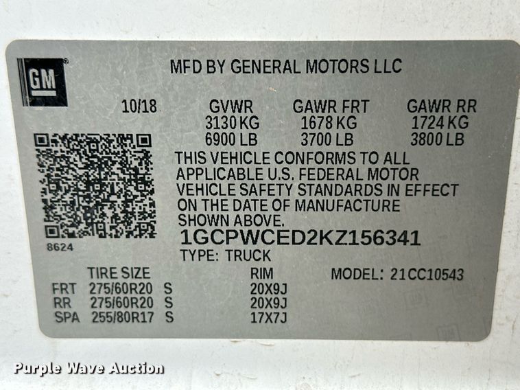 image for item ER8715 2019 Chevrolet Silverado 1500 Crew Cab pickup truck