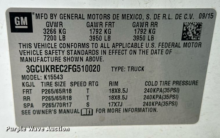 image for item ER8720 2015 Chevrolet Silverado 1500 Crew Cab pickup truck