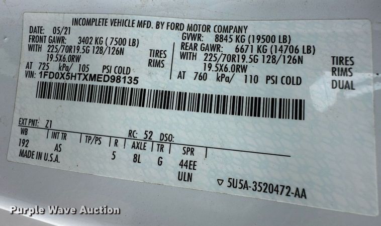 image for item ER8721 2021 Ford F550 SuperCab utility / service truck