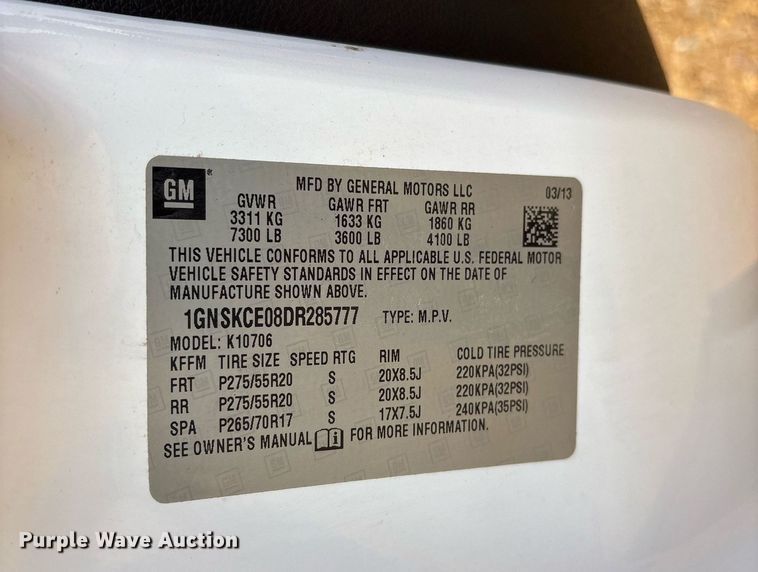 image for item EY9936 2013 Chevrolet Tahoe SUV