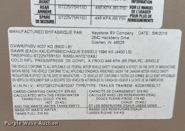 image for item LH9481 2017 Keystone  Kodiak Ultra-Lite camper