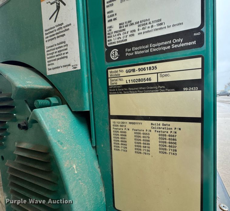 image for item LH9504 2011 Onan GGMB-9061835 generator