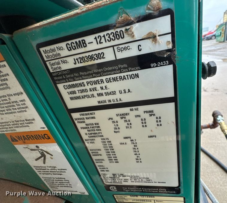 image for item LH9505 2012 Onan GGMB-1213360 generator