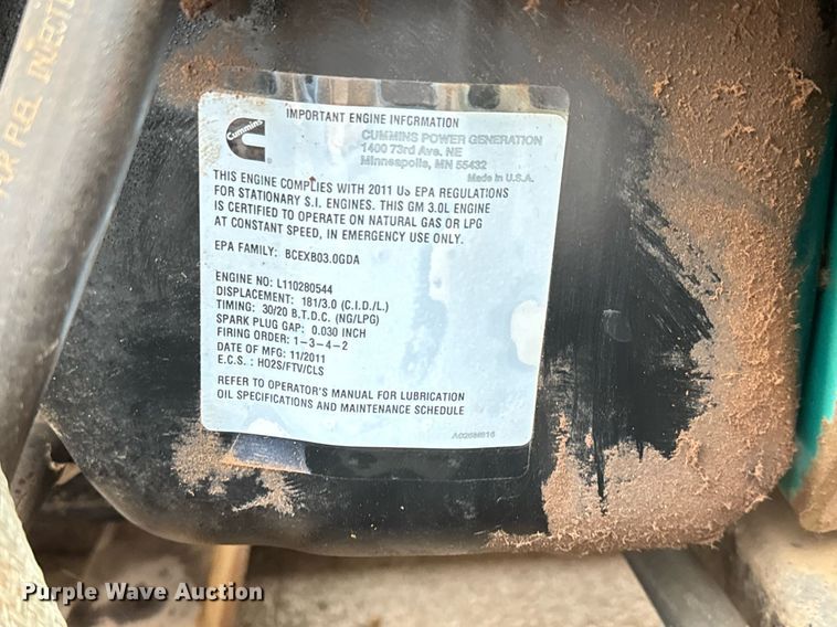 image for item LH9506 2011 Onan GGMB-9061823 generator