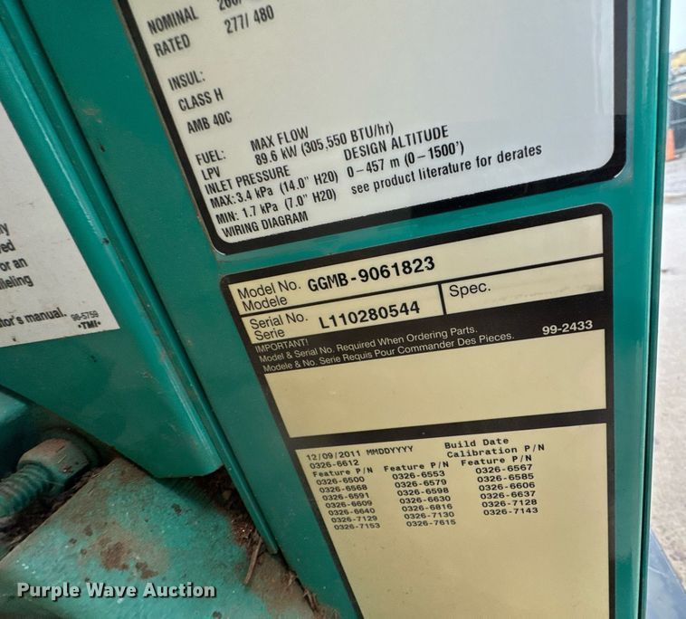 image for item LH9506 2011 Onan GGMB-9061823 generator