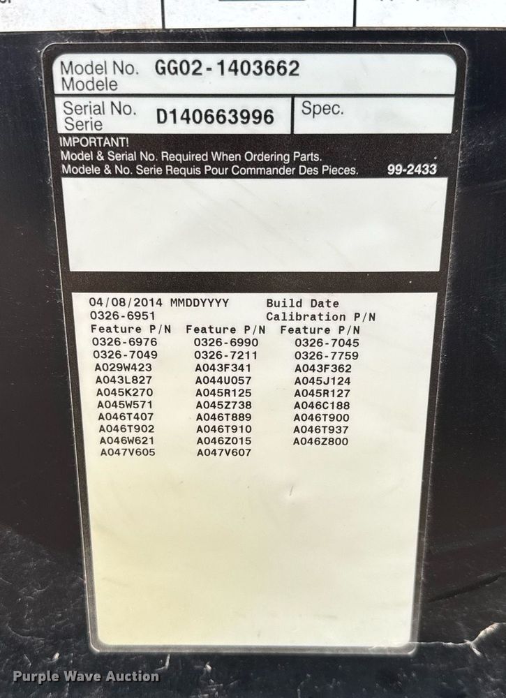 image for item LH9508 2014 Onan GG02-1403662 generator