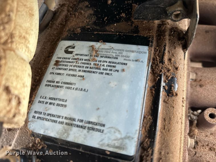 image for item LH9509 2015 Onan GG02-1504830 generator