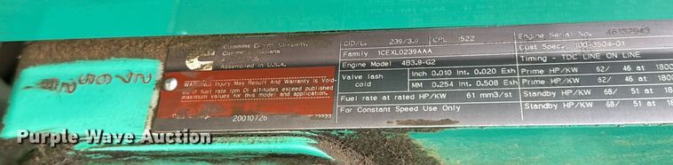 image for item LH9512 Onan DGBB-4965138 generator