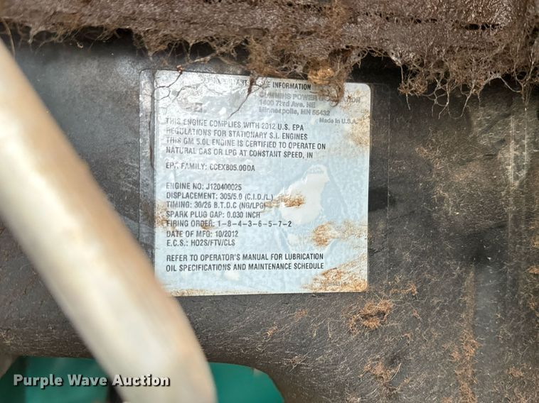 image for item LH9513 2012 Onan GGPA-1213347 generator