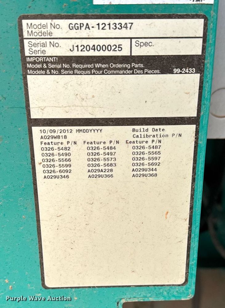 image for item LH9513 2012 Onan GGPA-1213347 generator