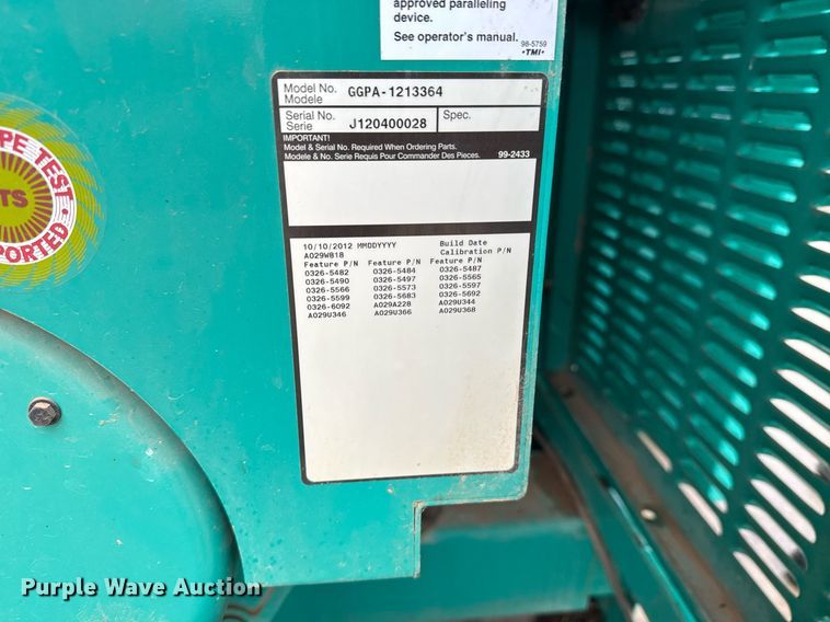 image for item LH9514 2012 Onan GGPA-1213364 generator