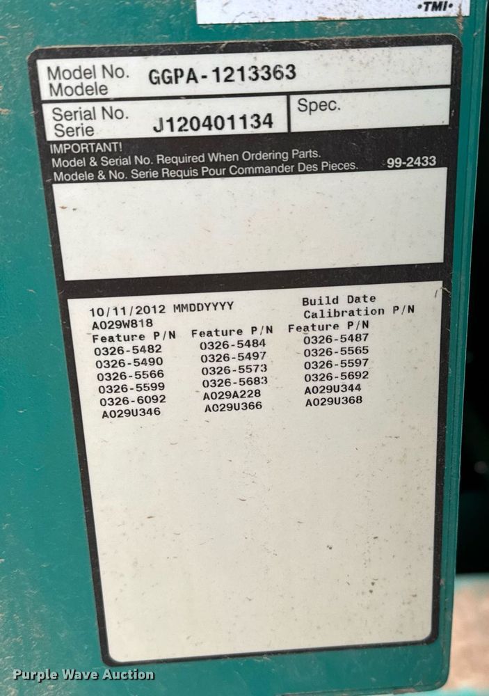 image for item LH9515 2012 Onan GGPA-1213363 generator