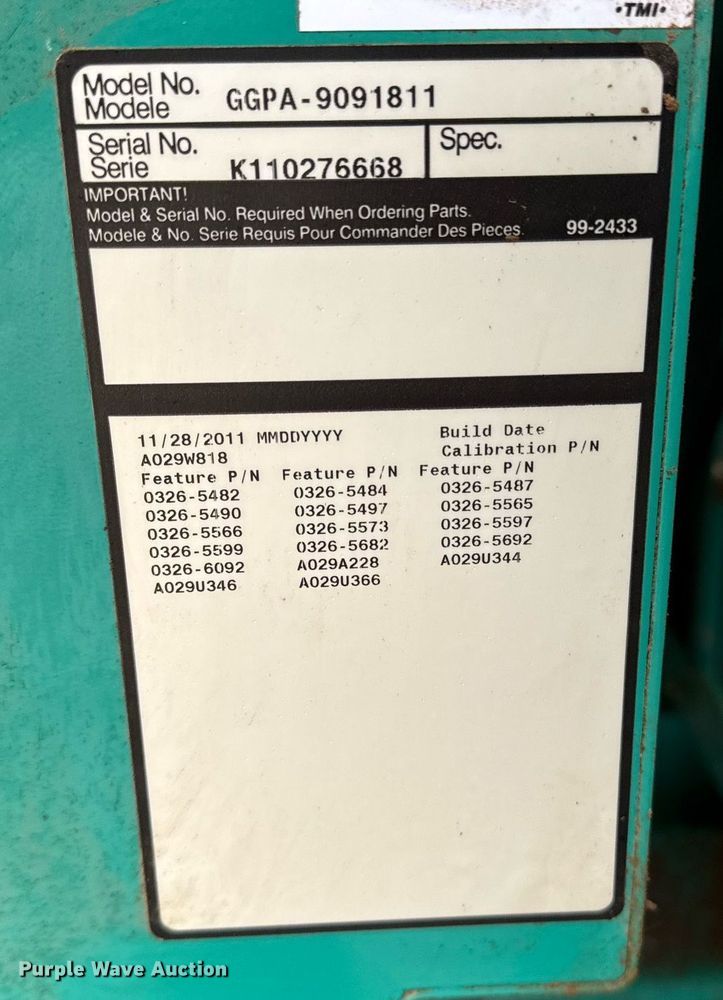 image for item LH9516 2011 Onan GGPA-9091811 generator