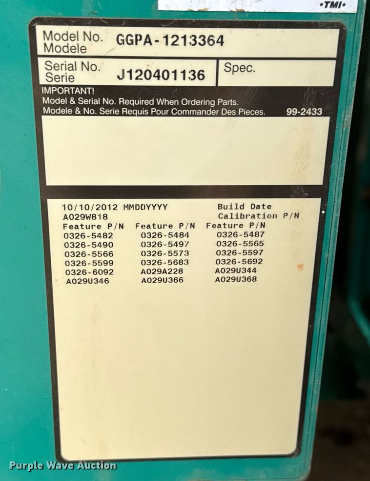 image for item LH9517 2012 Onan GGPA-1213364 generator