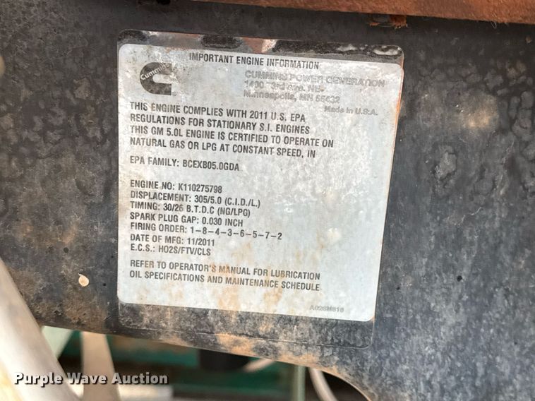 image for item LH9519 2011 Onan GGPA-9061845 generator