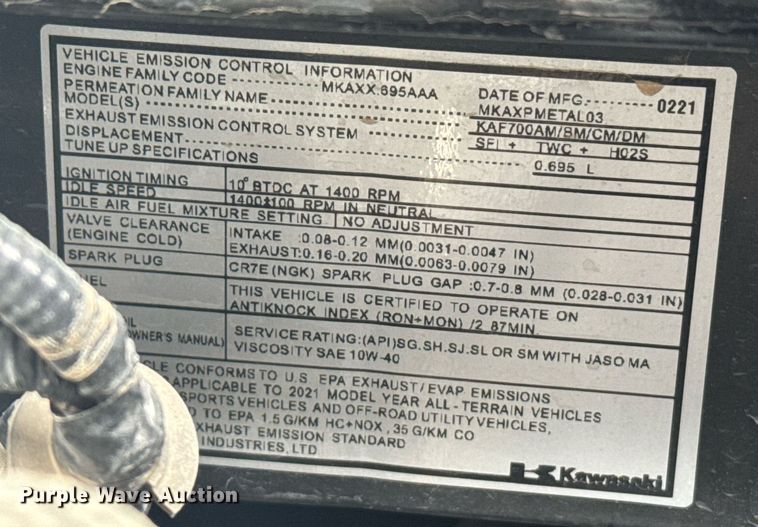 image for item NN9553 2021 Kawasaki Mule Pro-MX utility vehicle