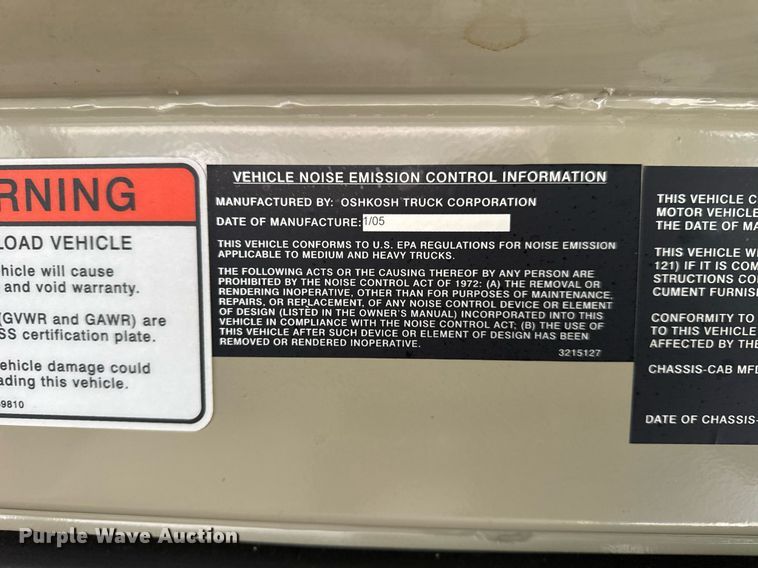 image for item DH9850 2005 MB Companies Oshkosh HB2723 street sweeper truck