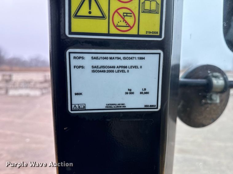 image for item DM5555 2011 Caterpillar 980K wheel loader