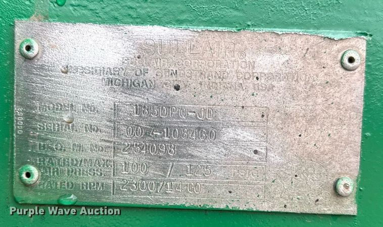 image for item DM5561 Sullair 185 air compressor