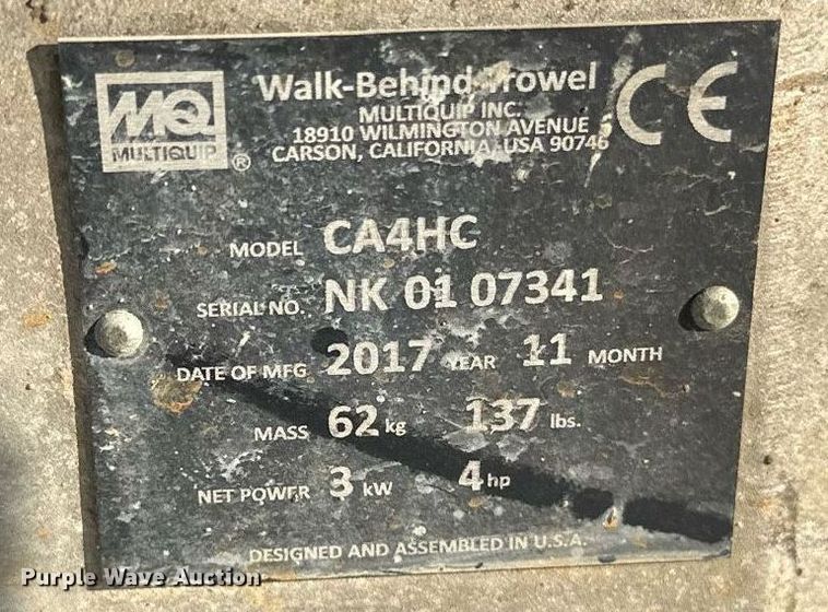 image for item DN0978 Whiteman  CA4HC power trowel