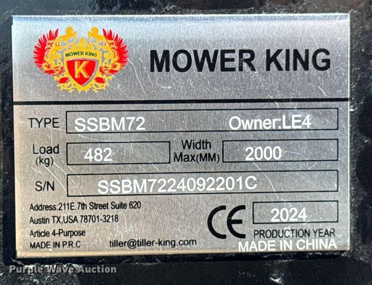 image for item DO0335 2024 Mower King SSBM72 skid steer broom