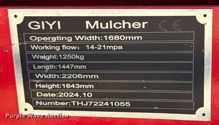 image for item DO0337 2024 GIYI skid steer mulcher