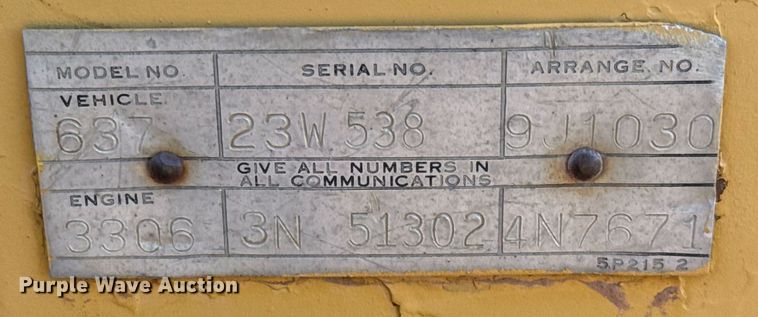 image for item DO2621 1977 Caterpillar 637D conventional scraper 