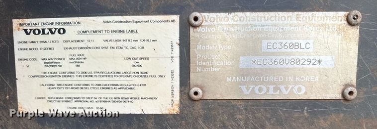 image for item DO2622 2006 Volvo EC360BLC excavator