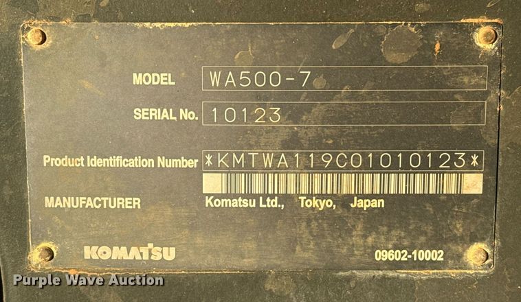 image for item DO2623 2015 Komatsu WA500-7 wheel loader