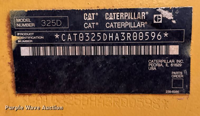 image for item DO2626 2007 Caterpillar 325D excavator