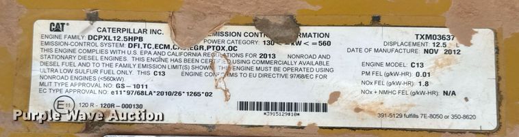 image for item DO2627 2012 Caterpillar 349EL excavator