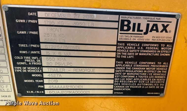 image for item DQ6617 2019 Biljax 4527A boom lift