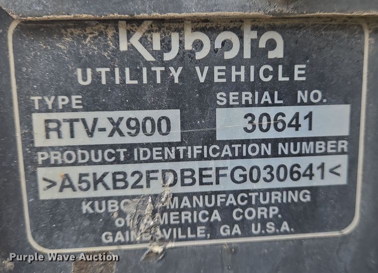 image for item DS5256 2015 Kubota RTV X900 utility vehicle