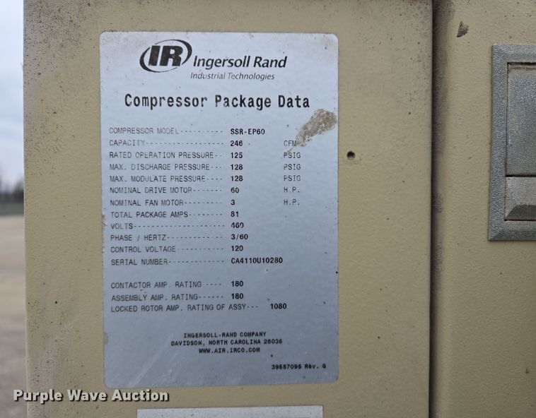 image for item DS5258 Ingersoll-Rand SSR EP60 air compressor