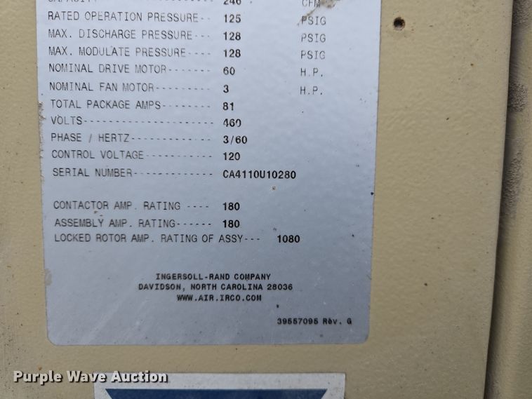 image for item DS5258 Ingersoll-Rand SSR EP60 air compressor