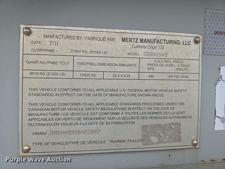 image for item DS5266 2011 Mertz 101893543 sand silo trailer