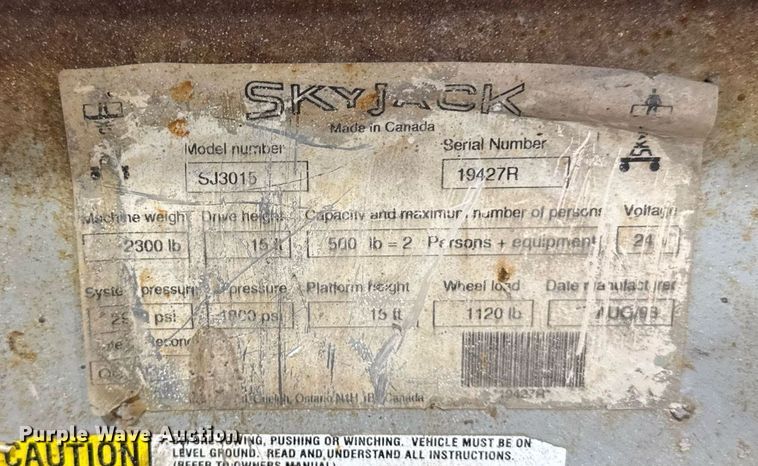 image for item DT0566 1993 Skyjack SJ3015 scissor lift