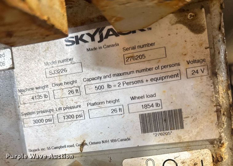 image for item DT0567 2006 Skyjack SJ3226 scissor lift