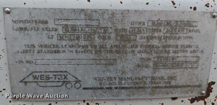 image for item DT5495 2002 Wes-Tex bottom dump trailer