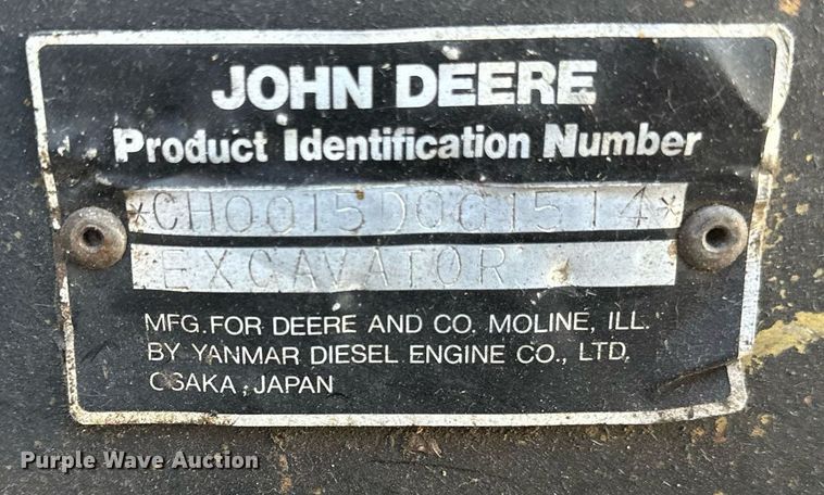 image for item DV0580 1992 John Deere 15 mini excavator